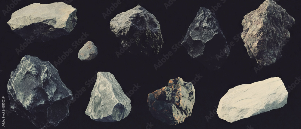Poster eroded rocks showcasing smooth textures and varied shapes in natural formation