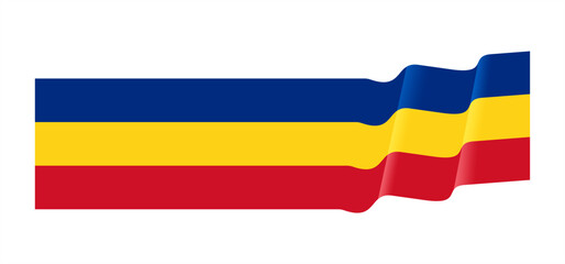 Fototapeta premium Romania flag waving style. National flag. Banner and border design element. 