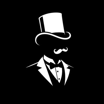 tuxedo man top hat mustache monocle	
