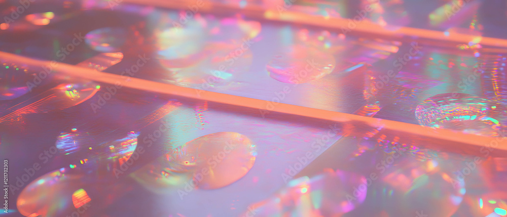 Aufkleber intricate patterns of etched aluminum with glowing neon inlays illuminate a vibrant surface