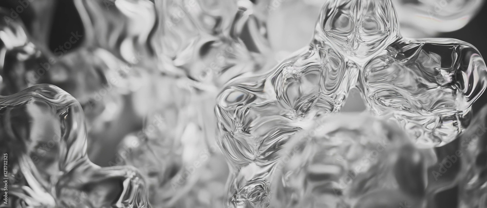 Poster Intricate patterns and smooth textures of etched glass in detailed close-up view