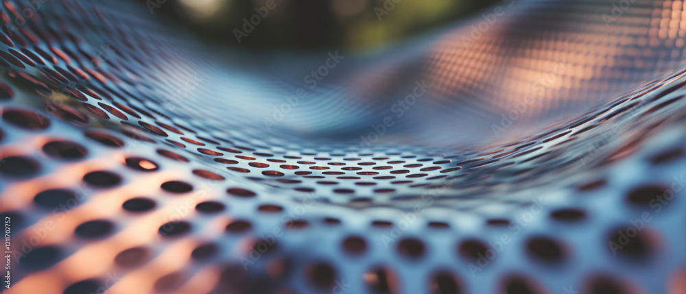 Poster Expanded aluminum texture showcases lightweight structure and mesh-like pattern in soft light