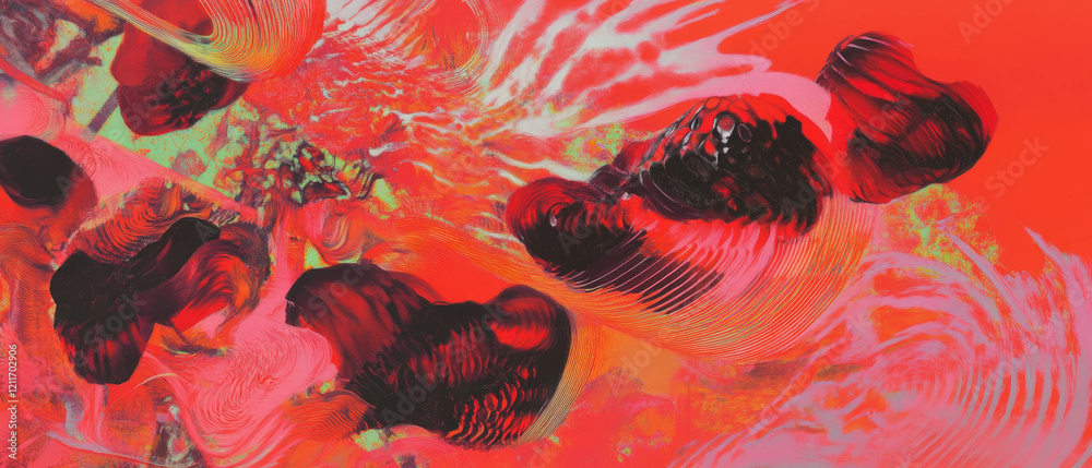 Aufkleber Pulsating patterns create a dynamic visual rhythm in vibrant, expanding textures