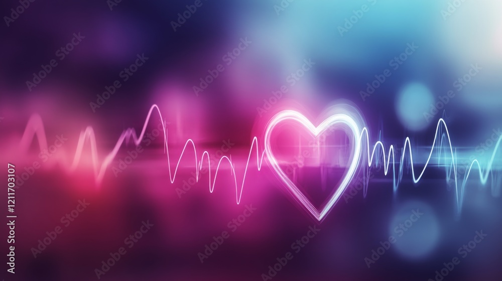 Aufkleber a dynamic heart waveform overlaid on a faint background of medical equipment, symbolizing the interp