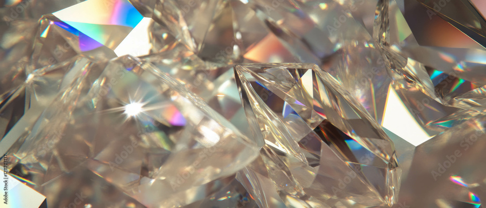 Aufkleber faceted glass glistens with reflections and intricate textures in soft lighting