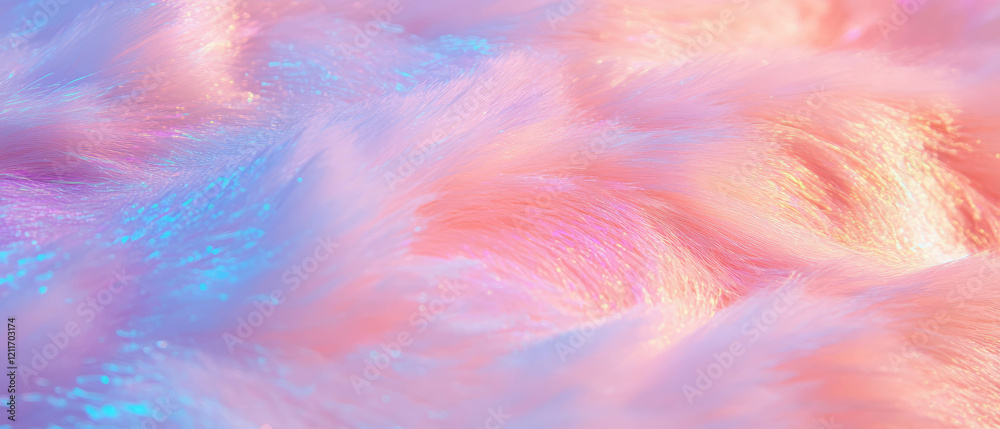 Poster Vibrant faux fur texture with plush feel and abstract glitter patterns in bright colors