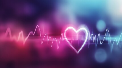 A dynamic heart waveform overlaid on a faint background of medical equipment, symbolizing the interplay between technology and human health