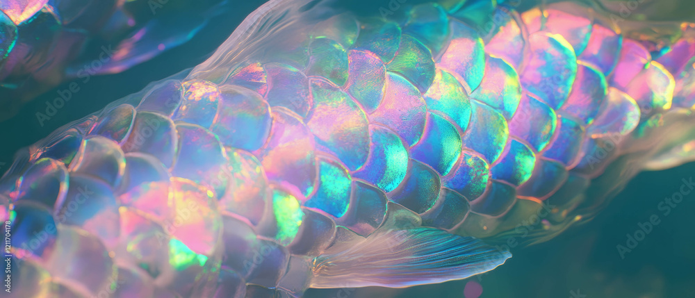 Aufkleber Captivating iridescent fish scales with intricate overlapping patterns