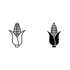 Corn icon set color editable on white background