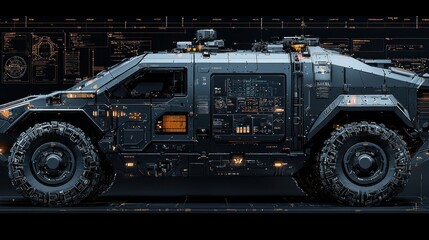 Futuristic Armored Vehicle: Cyberpunk Design