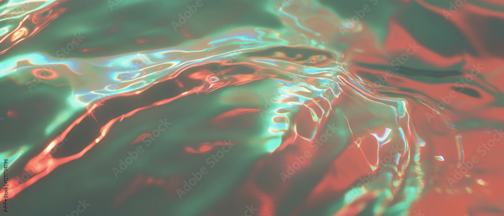 Poster Flowing river currents with crystal clear water reflecting colorful textures and patterns