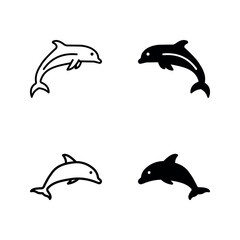 dolphin icon set color editable on white background