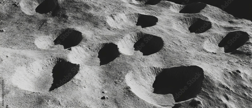 Poster unique textures of sandy footprint trails showing varied sizes across the terrain