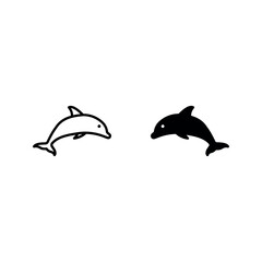 Obraz premium dolphin icon set color editable on white background