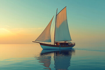 sailboat in the sea with copy space for text
