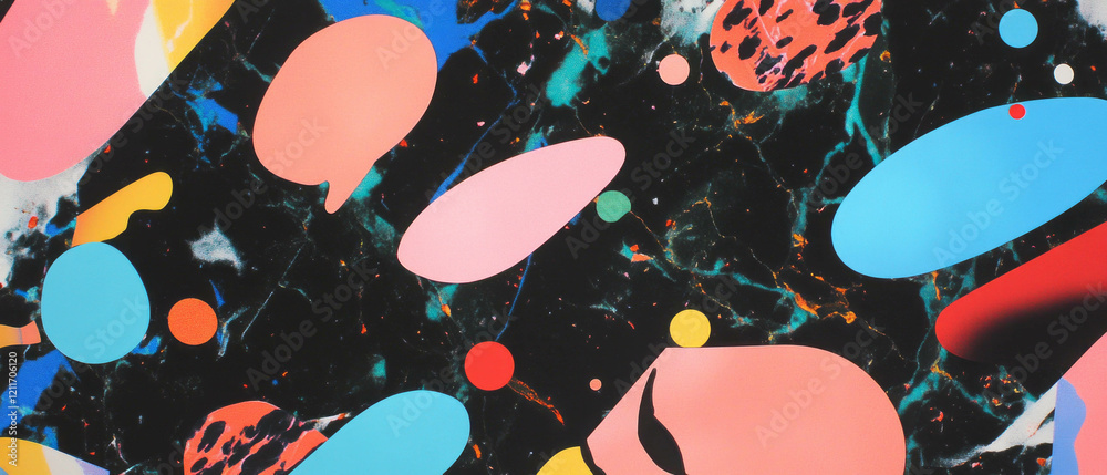 Poster bold formica patterns featuring abstract shapes and vibrant colors for modern design