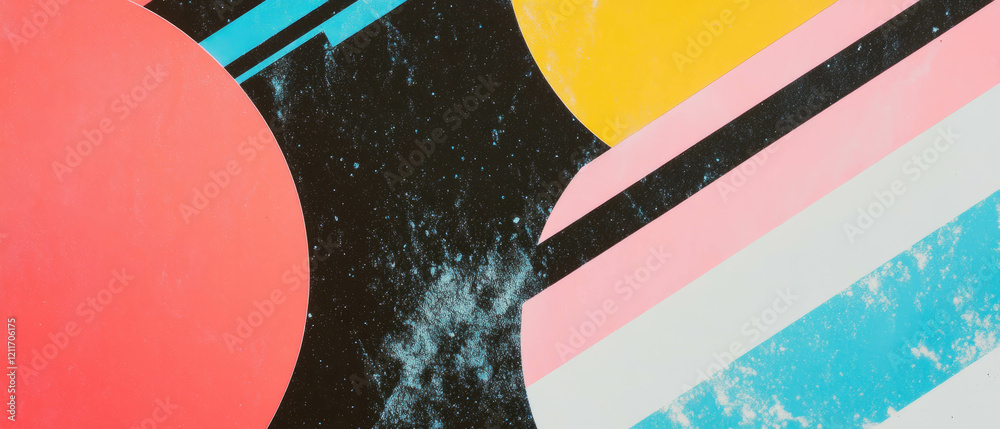 Poster Bold abstract shapes and colors create dynamic Formica patterns with textured background