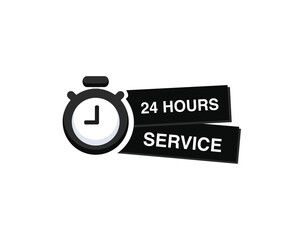 24 hours service icon. 24 hour customer support symbol. 24h discount offer. 24hr delivery service icon.