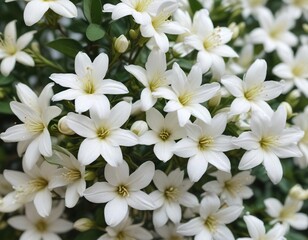 Fototapeta premium Close-up of white jasmine blossoms in a repeating design, white, repeating, botanical