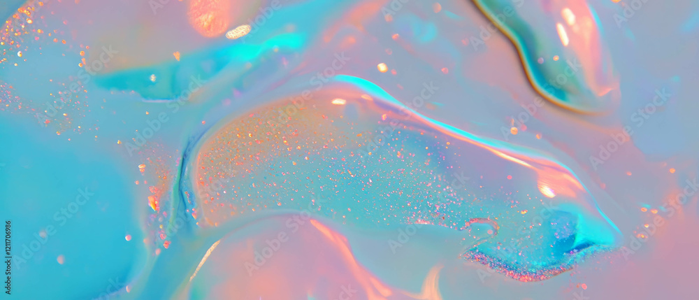 Aufkleber frosted glass texture with glitter and abstract patterns in soft hues