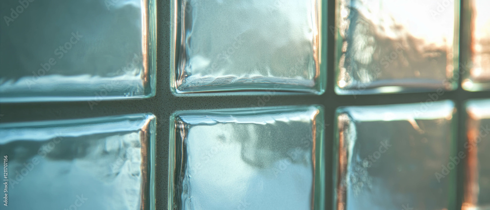 Poster textured frost glass bricks creating a unique visual effect in interior design space