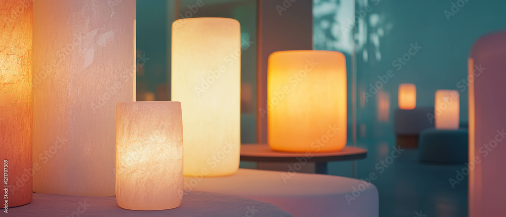Aufkleber frosted glass lamps create a serene atmosphere with soft diffused light in a modern setting