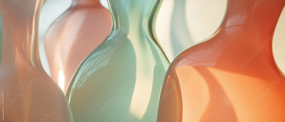 Aufkleber Frosted glass vases feature smooth curves and subtle colors in elegant display