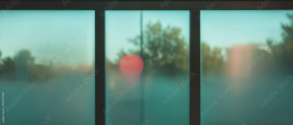Poster frosted glass windows allow soft light to filter and create a serene atmosphere outdoors