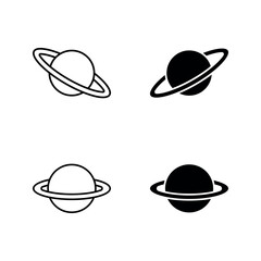 Planet icon set color editable on white background