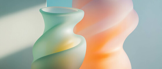 Elegant frosted glass vases showcasing smooth curves and soft colors in stylish arrangement