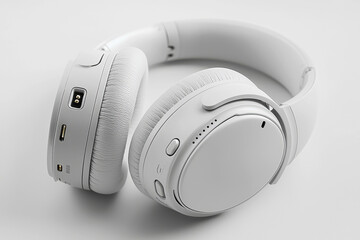 Wireless over-ear headphones showcasing ergonomic design and controls against clean white backdrop in high resolution