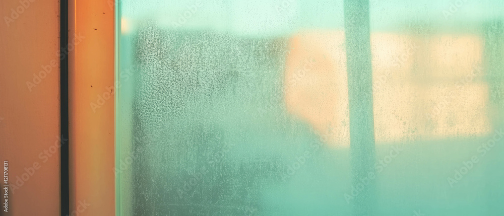Poster frosted glass window texture creates a soft, diffused light effect in a private space