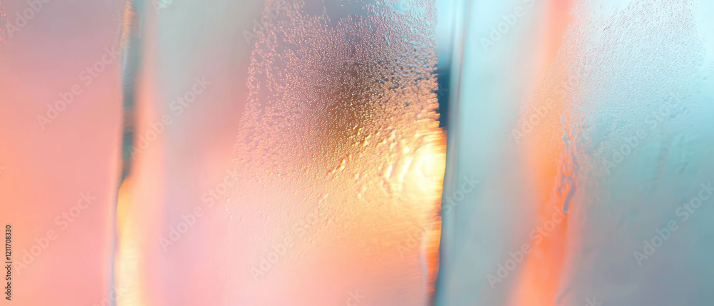 Poster frosted glass with vibrant accents and colorful flecks reflecting diffused light
