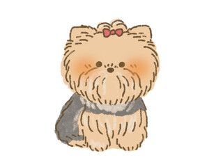 お座りをするヨークシャーテリアのイラスト