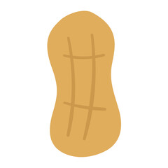 Peanut. Flat illustration. Hand drawn vector icon on white background.