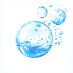 blue bubble on white background