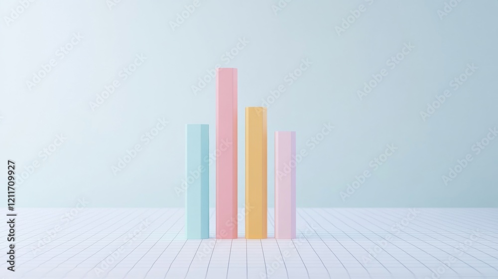 Leinwandbilder a minimalist financial bar graph with pastel-colored bars, showing quarterly revenue, displayed on a
