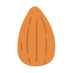 Almond. Nut. Food design. Isolated icon. Flat vector illustration on white background.