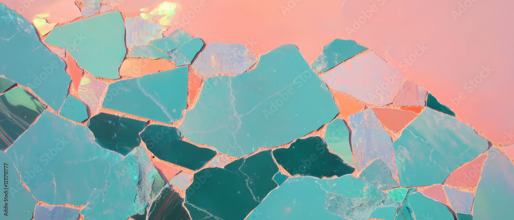 Poster exploration of vibrant geometric mosaics with fragmented shapes and colors