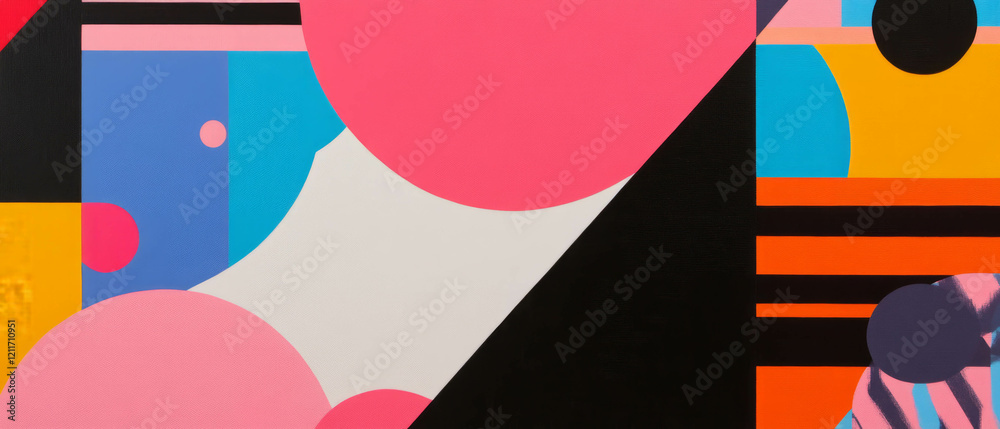 Fototapete vibrant geometric patterns with simple shapes in a colorful abstract design