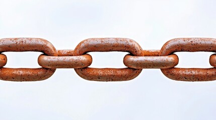 Obraz premium Close-up of a Weathered Rusty Chain Against White Background