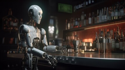 Naklejka premium Robot Bartender