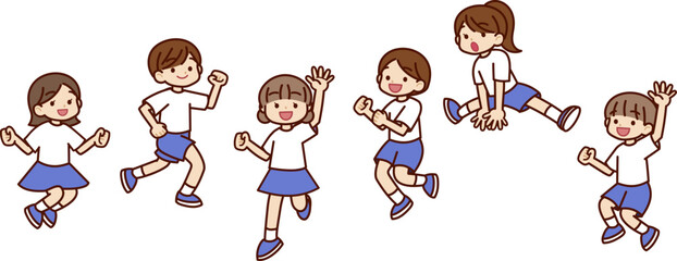 ジャンプする子供たち