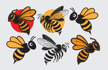 Bee icon. bee logo, Honey bee vector illustration. bee symbol.