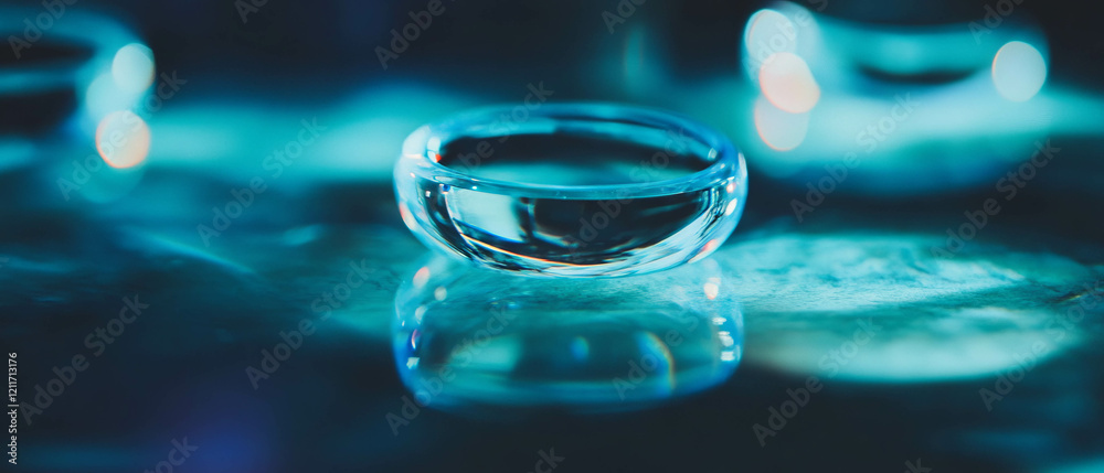 Poster magnifying effect and smooth texture of glass lenses in calming blue light