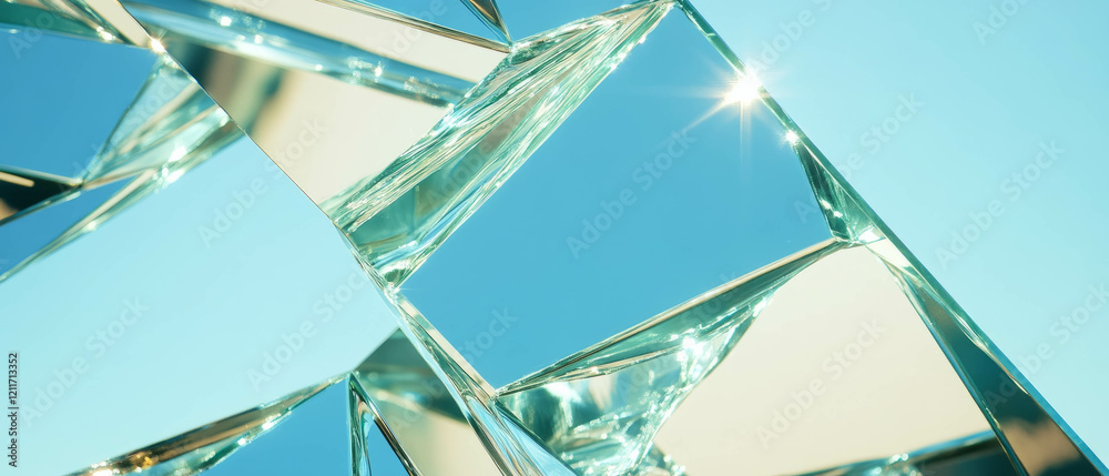 Leinwandbilder reflective shards of glass creating intricate patterns in bright sunlight