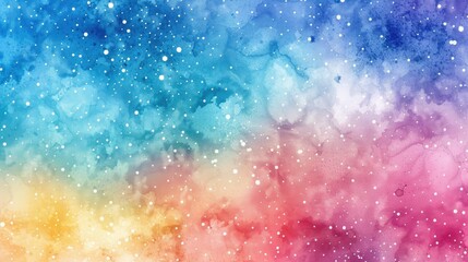 A vibrant watercolor galaxy with a blend of colors and scattered stars.