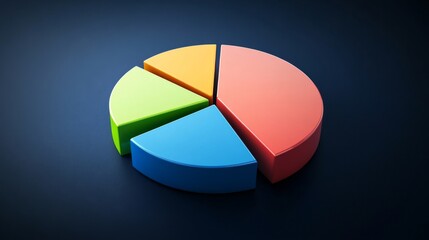 Fototapeta premium A professional pie chart illustrating investment portfolio diversity, with sections labeled as real estate, stocks, and bonds, set against a dark blue background.