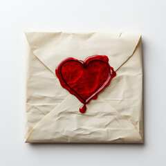 Red Wax Heart Seal on Vintage Envelope