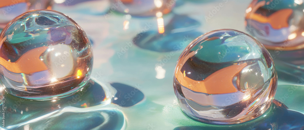 Poster Exploring the enchanting texture of glass paperweights with smooth surfaces